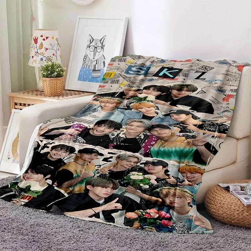 Korea Kpop Stray Kids 3D Singer Soft Flannel Blanket for Beds Bedroom Sofa Picnic,Throw Blanket for Cover Outdoors Leisure Gift