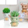 6er Set Kreative Cartoon Tier Keramik Sukkulententopf Pflanztöpfe Niedliche Hirsch Ornamente Dekorative Gartenarbeit Kleine Blumentöpfe