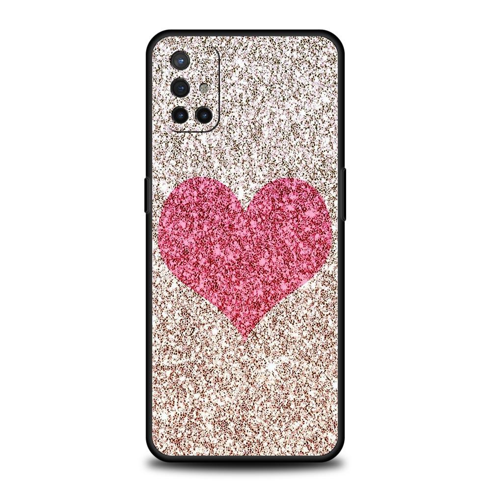 Gold Pink Rose Glitter Hearts Phone Case For OnePlus 10 9 Pro 9T 10R 9R 9RT 8T 8 7 6T 7T Nord 2T CE 2 5G N200 N10 N100 Cover
