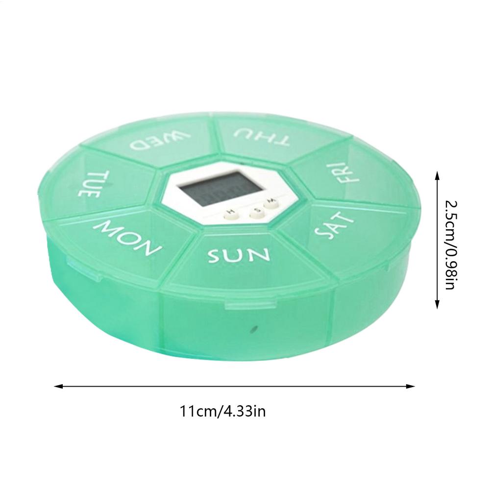 7 corners pill box Round 7 boxes for one week small pill box mini 7 days portable point Medicine jewelry box with Timer Reminder