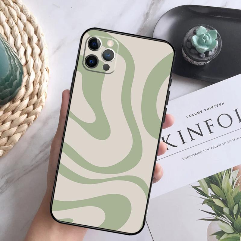 

Эстетический чехол для телефона Sage Green Swirl для iPhone 13 12 11 Pro Max XS XR X 6S 7 8 Plus SE 2020 13 12 Mini, задняя крышка iPhone 13Pro MAX