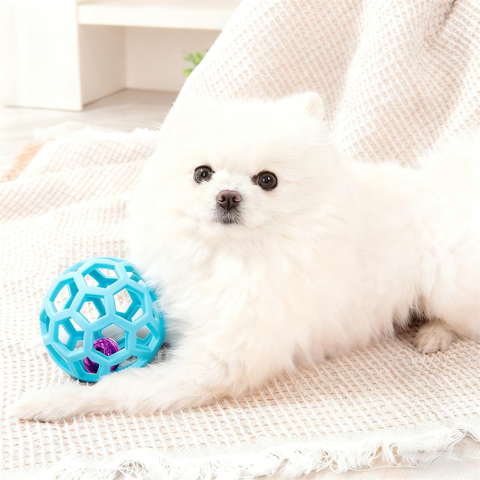 

Interactive Hollow Squeaky Ball Dog Toy Toy,Built In Bell, Pet Play Ball For Small/Medium One Size синій