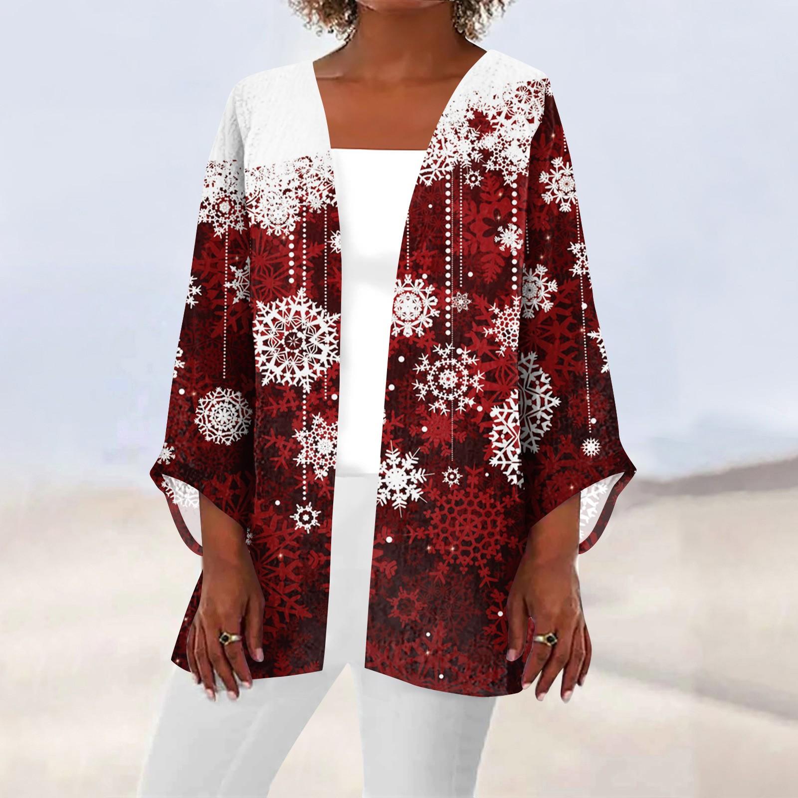 

Жіночий повсякденний модний кардиган Caot з ретро принтом середньої довжини XXL винний