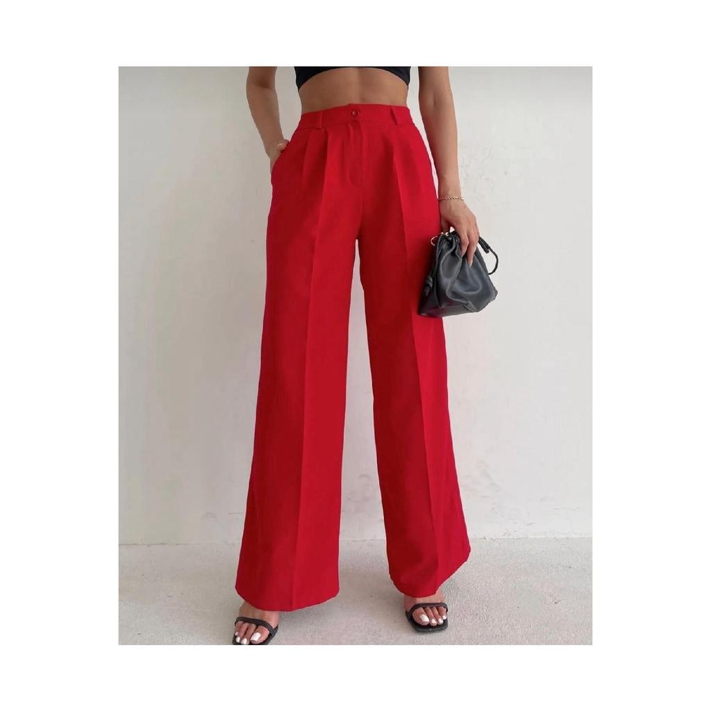 Woman White High Waist Palazzo Pants