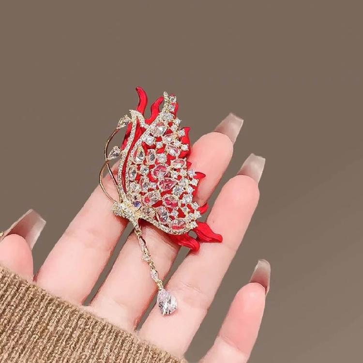 Crystal Rhinestones Butterfly Brooch Fashionable Evening Wear Lapel Pin Clothing Accessories Social Event Jewelry