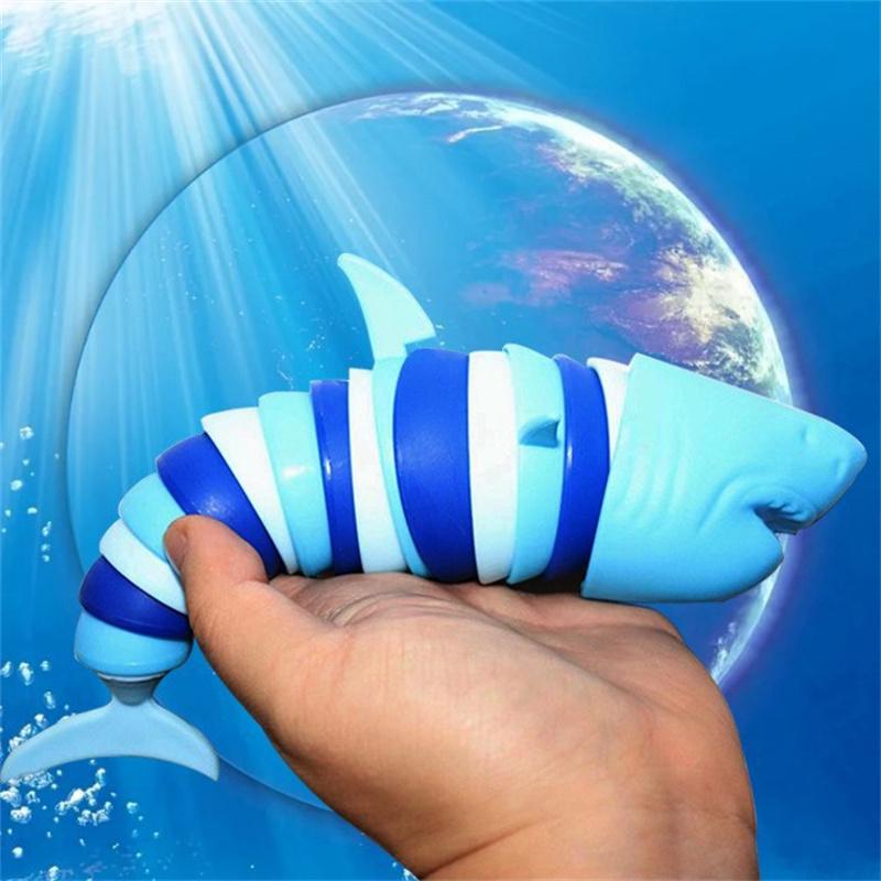 Fidget Toys Slug 3D Articulated Stretch Shark Stress Reliever for Adults Kids Anti-Anxiety Office Desk Toy Gifts