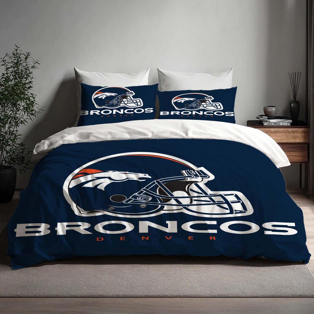 Copripiumino Fatto a Mano Denver Broncos Set Lenzuola Tre Pezzi Nome Personalizzato Biancheria da Letto per Compleanno Coperta Trapuntata Regalo di Natale Halloween Ritorno a Scuola.