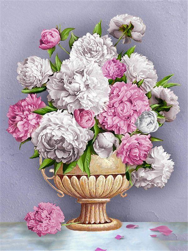 RUOPOTY DIY Frame Picture By Numbers Tower Wall Art On Canvas Acrylic Unique Gift Painting By Numbers Flower For Living Room