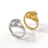 Unique Irregular-Shaped Open Ring for Women – European & American Style, Personalized Gold-Plated Titanium Steel