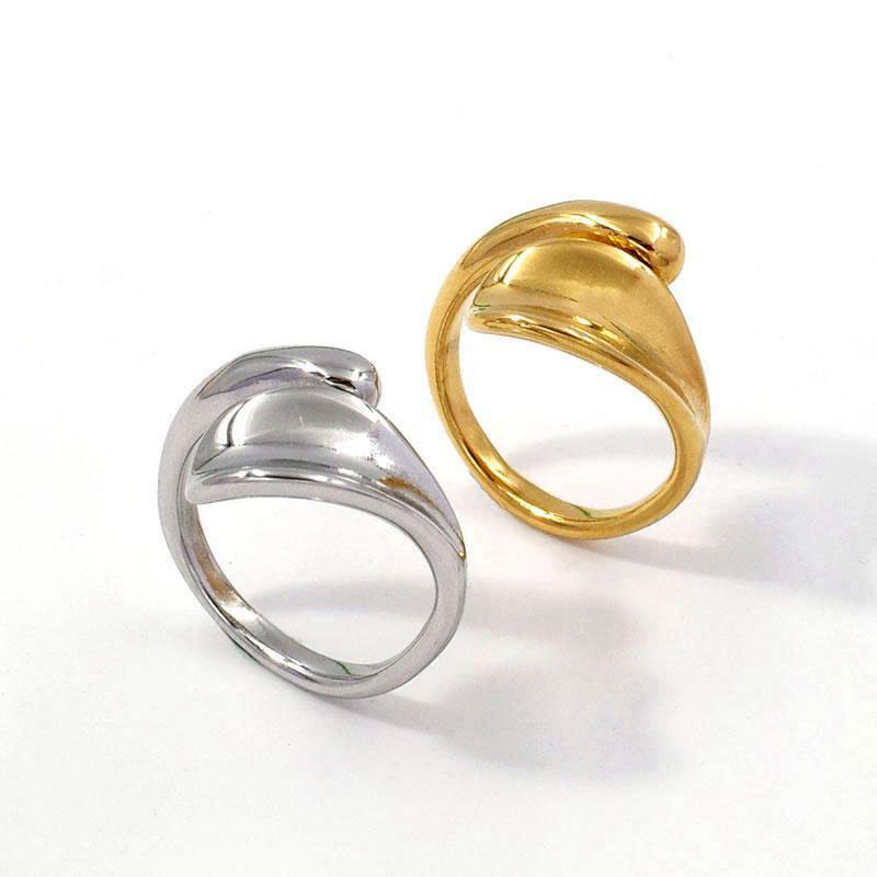 Unique Irregular-Shaped Open Ring for Women – European & American Style, Personalized Gold-Plated Titanium Steel