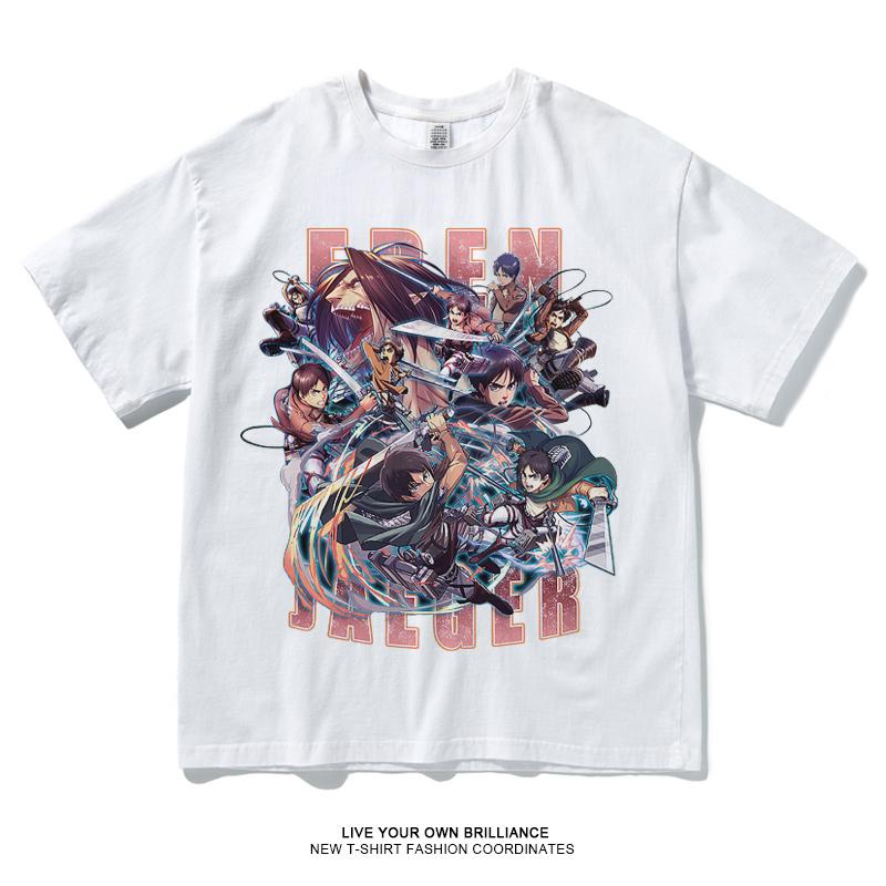 Attack on Titan Anime Alan Mikasa Leavell Printed 100% Cotton T-Shirt Japanese Anime Summer Trend Casual Streetwear