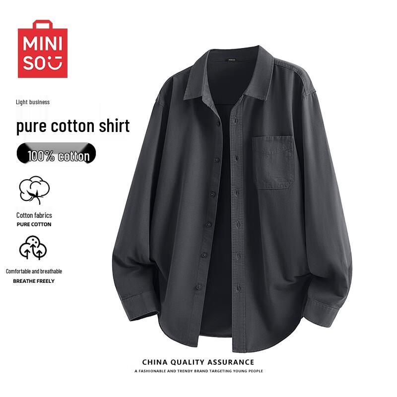 

MINISO Men s Pure Cotton Long Sleeve Shirt