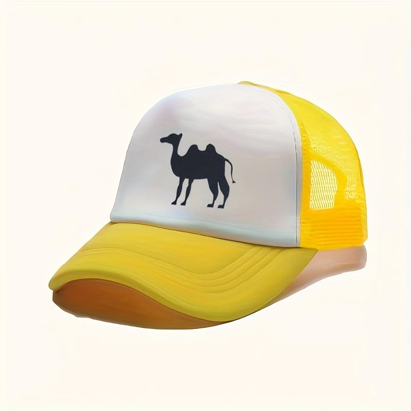Camel Silhouette Trucker Hat Unisex Polyester Mesh Baseball Cap Casual Outdoor Adjustable