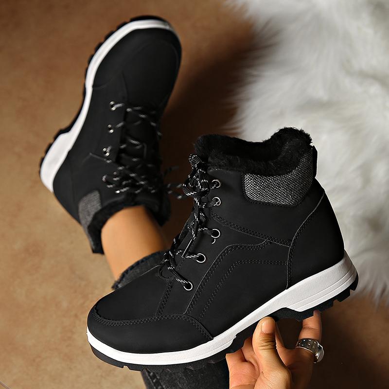 Mode Frauen Lace Up Dicke Sohle Warme Schnee Stiefel 2024 Neue Winter Flauschigen Baumwolle Gepolsterte Schuhe Damen Wasserdicht Rutschfeste plattform Turnschuhe