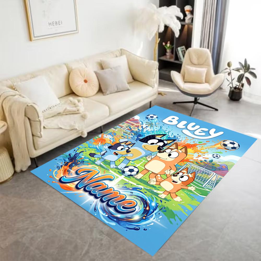 Blue Dogs Soccer Fun Customizable Name Area Rug Perfect for Kitchen Foyer Hallway Entryway Antislip Carpet Decorate Offices Spiritual Gift