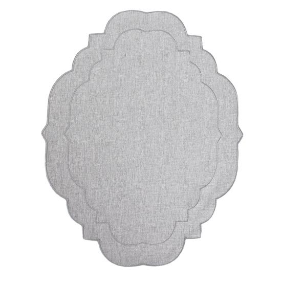 

Linen Placemats with Embroidery Overlocking Dining Placemats Durable Anti-Slip Table Protector for Hotel Restaurant Kitchen A светло-серый