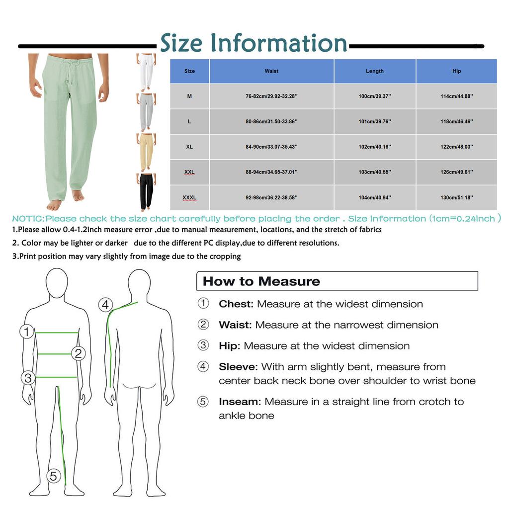 Men's Casual Loose And Comfortable Casual Pants Cotton Linen  Drawstring Trousers