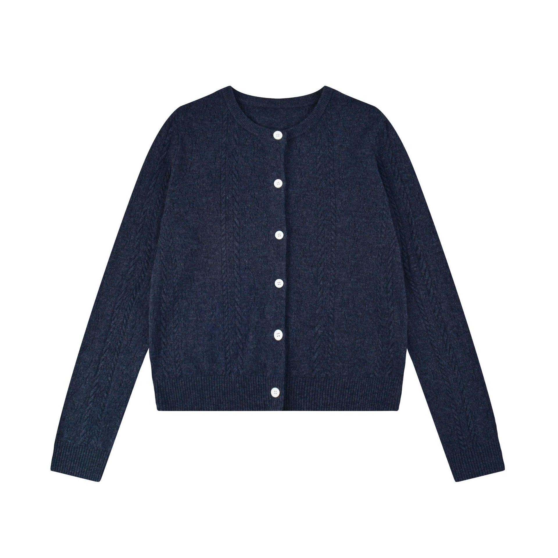 

Женский шерстяной кардиган в студенческом стиле, начало осени 2024 г.: Классический свитер с длинным рукавом для повседневных поездок на работу. M темно-синий