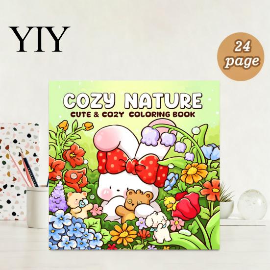 Thick Paper Drawing Journals Cozy Nature Coloring Book, Relaxing Floral And Animal Patterns, Cotton Creative Hobbies for Adults Pulp DIY Painting Book