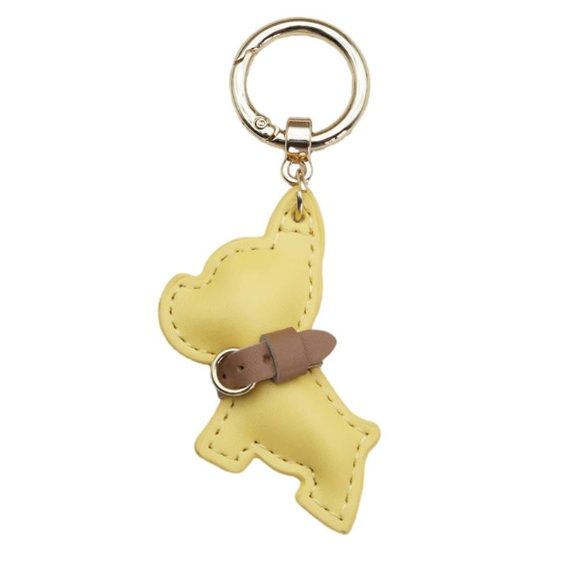Car Hanging Ornament Key Chain PU Leather French Bulldog Key Chain Creative Gift Bag Charm Pendant Decoration