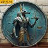 Retro Anubis Metallschild Ägyptische Hieroglyphen Wanddekoration 20x20 cm Rostfeste Aluminiumplakette Heim- und Bürodekoration