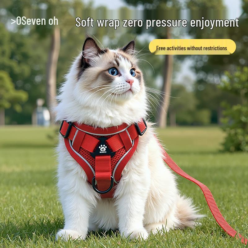 Anti-Escape Adjustable Cat Harness & Leash Set for Outdoor Walking