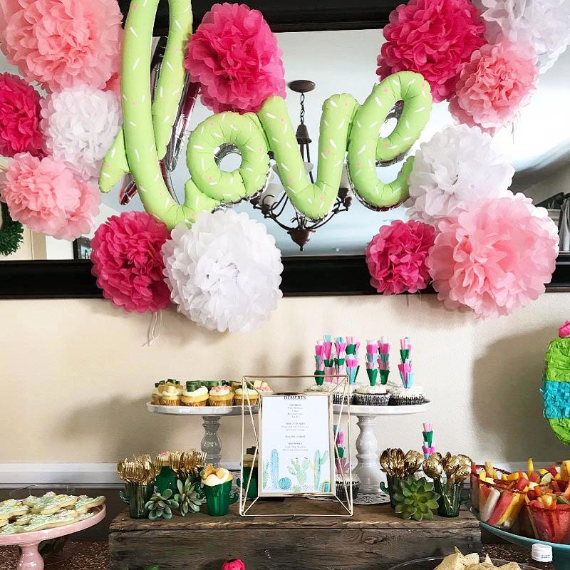 5pcs 6''-12'' Tissue Paper Pompoms Wedding Decorative Paper Flowers Ball Baby Shower Birthday Party Decoration Paper Pom Poms