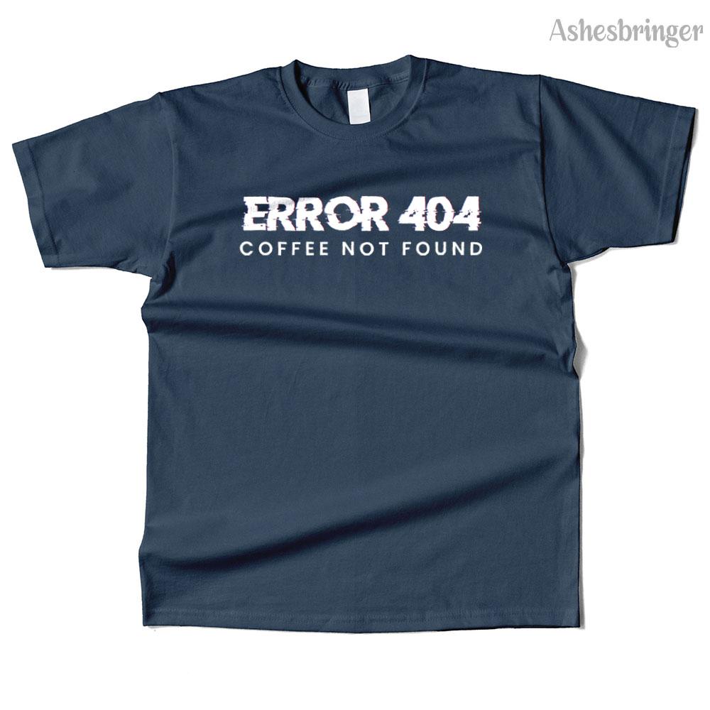 Mens Cotton Error 404 Coffee Not Found Graphic Funny T Shirt Street Casual Style Tee for Men and Women