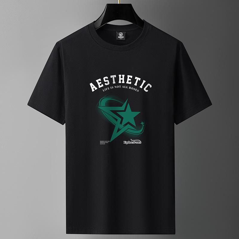 GMXIA Cotton Short Sleeve T-shirt Men's Fashion Loose Half Sleeve Shirt Printed