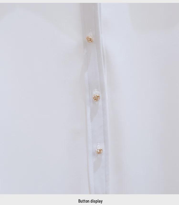 Elegantní dámská saténová šifonová košile s kovovými knoflíky - Volné dlouhé rukávy & Slim fit