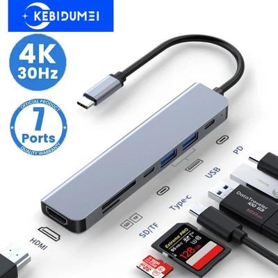 Type C Docking Station USB C Hub To 4K 30Hz HDMI Compatible USB 3.0 Splitter Adapter PD 100W Charge for Macbook Pro Laptop PC Accessories