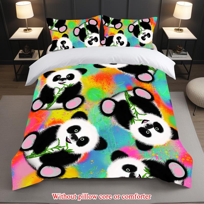 Cartoon Panda Dreiteilig 3D Digitaldruck Studentenheim Bettbezug Hersteller