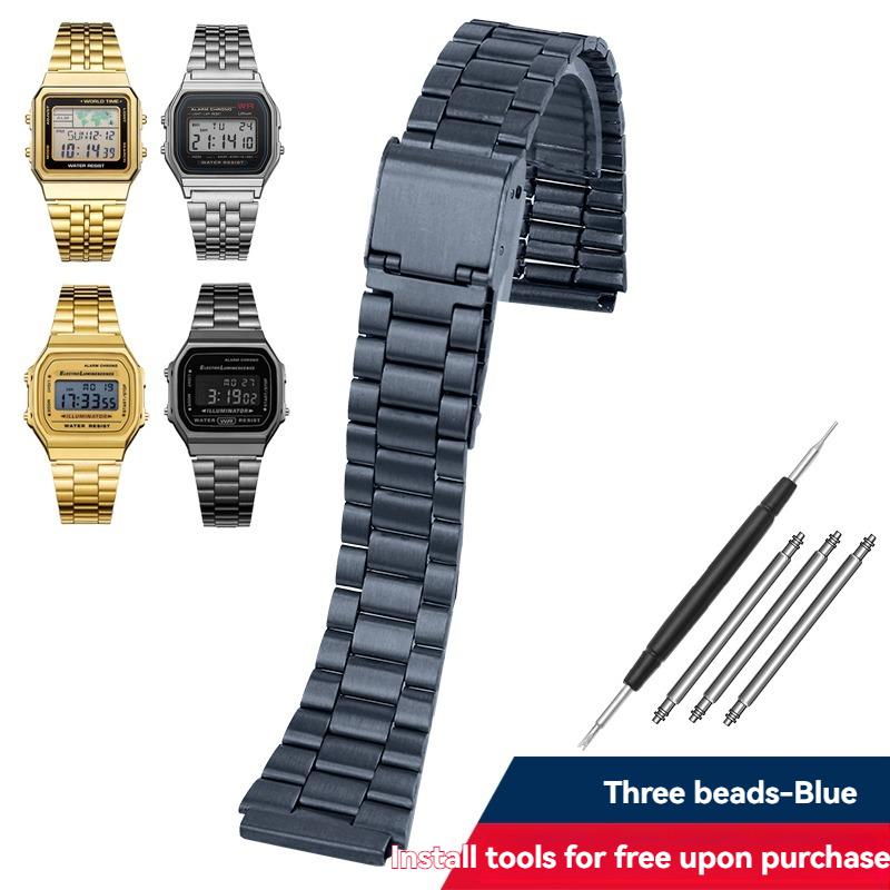 

для Casio ретро маленький квадратний A159W-N1 A158WA A168 f91w AE1200 1300 металевий нержавіюча сталь маленький золотий годинник з 18 мм 18mm