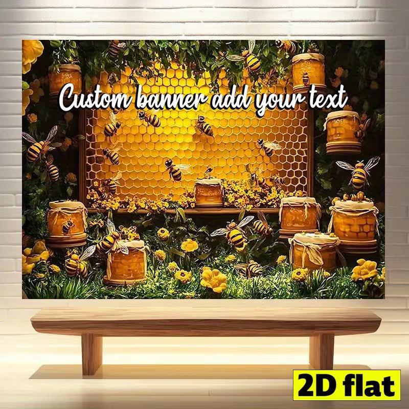 

Customizable Bee & Honeycomb Tapestry Backdrop for Birthday Party 47.2x31.5inch/120*80cm