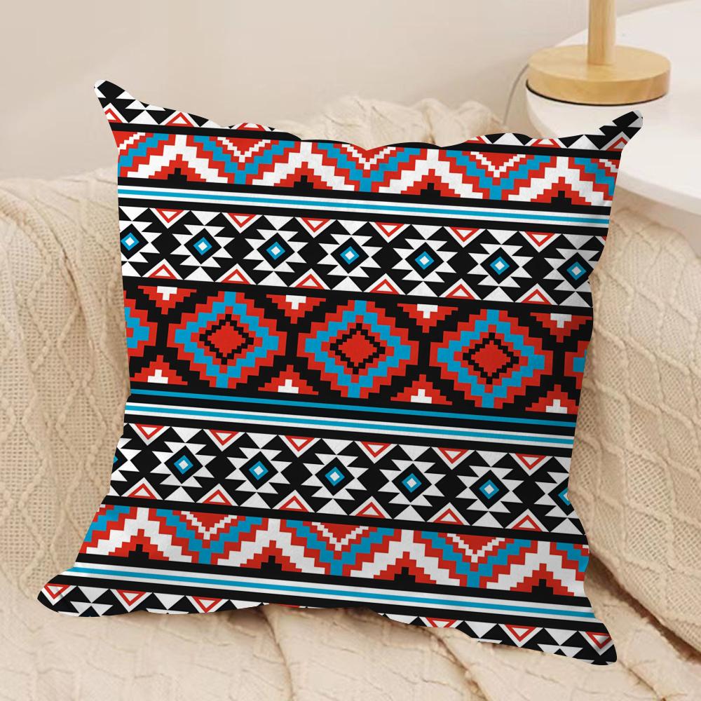 Classic Geometric Patterns Cushion Cover Short Plush Doublesided Print Square Throw Pillow Covers Sofa Home Cushion Decor