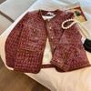 Kleine Duft Stil Daunenjacke für Damen Herbst Neu Französisch Retro Promi Tweed Oberteil