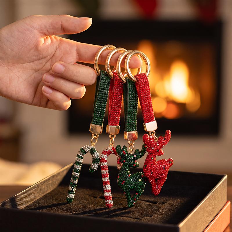 1PC Keychain Ideal Gift Full Rhinestone Design Cute Bag Charm Versatile Pendant Festive Vibe Various Styles