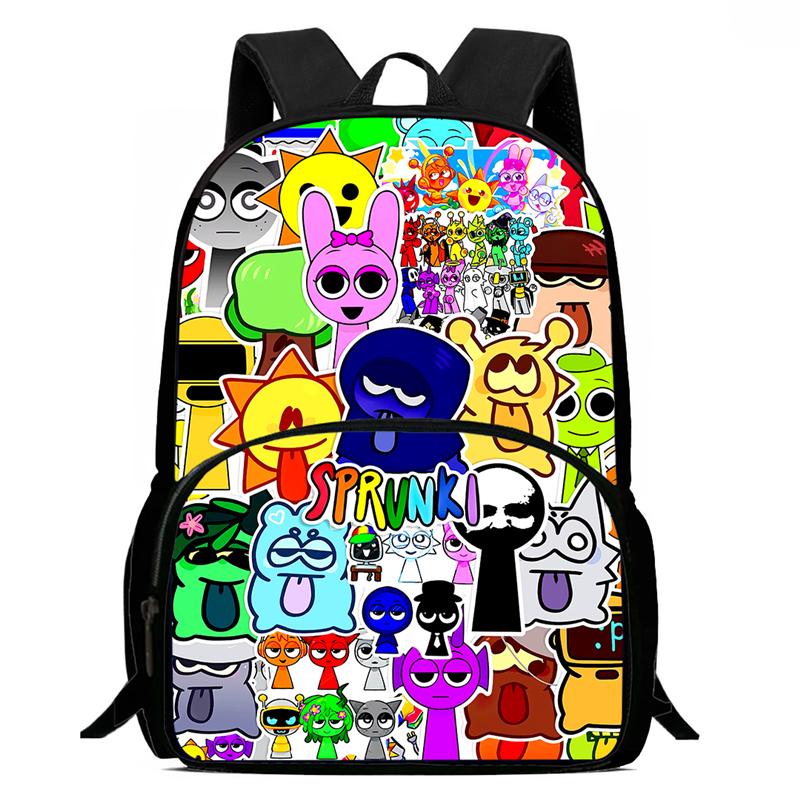 Zaini Scolastici Cartoni Animati per Bambini Sprunki Stampato Zainetto per Bambini, Zaini di Grande Capacità per Studenti dell'Asilo, Borse per Bambini e Bambine