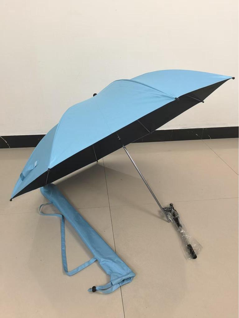360° Swivel Clamp Umbrella Portable Beach Camping Chair, Deep Blue/Sky Blue/Rose Gold Alloy