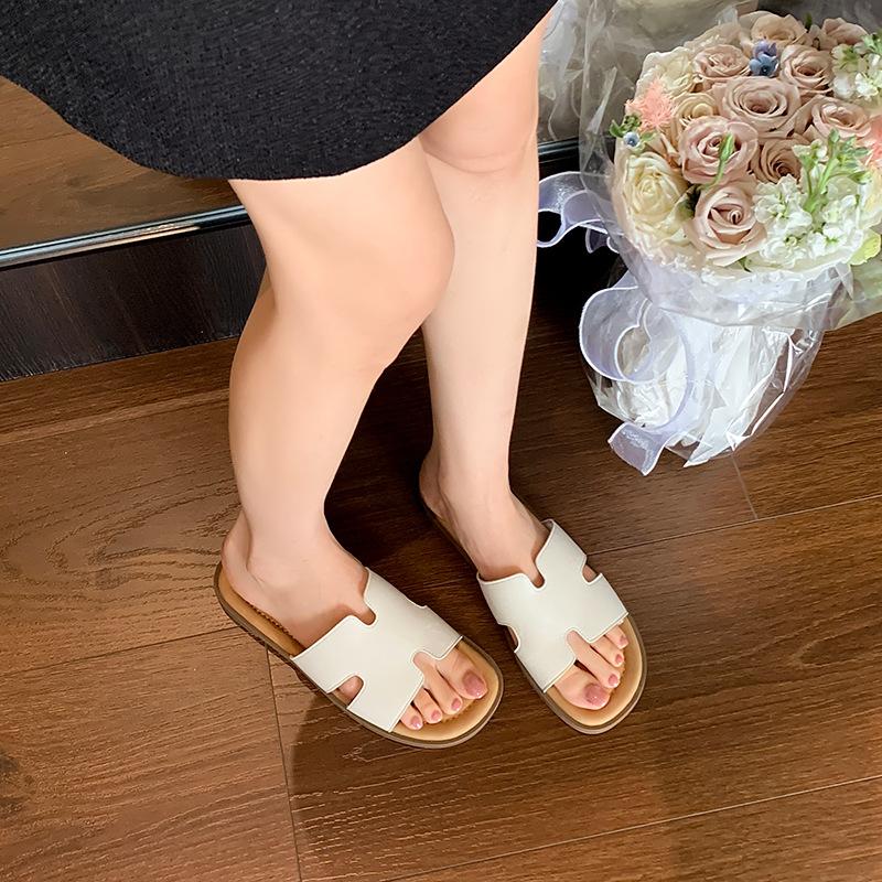 

Овчина~ У Ван Сяоду такие же повседневные шлепанцы-шлепки на плоской подошве для женщин, летние, для пляжного отдыха, крутые шлепанцы 35