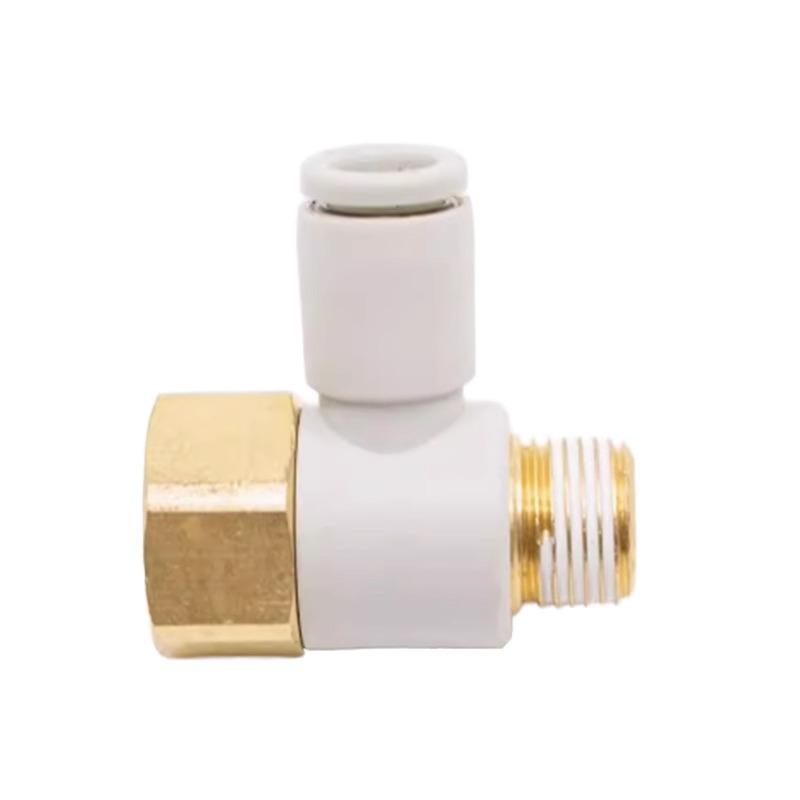 Universal Pneumatic Elbow Fitting with SMC-Type Inner & Outer Threads, KB2VF04/06/08/10/12-M5/01/02/03