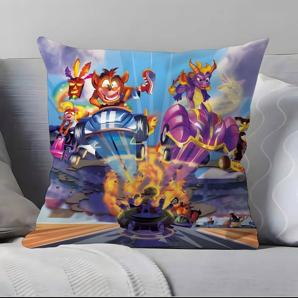 Game Cartoon Crashs B-B-Bandicoot Pillow Case Pillowcase Soft Skin Friendly & Comfortable With A Hidden Zipper