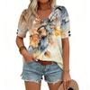 Womens Tops Short Sleeve Shirts Buttons V Neck  Fashion Outfits  Blouses  Casual