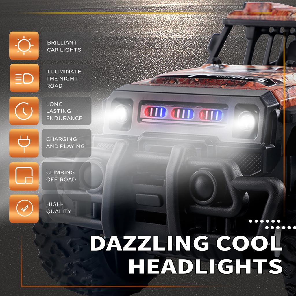 Remote Control Car, 2.4G Rechargeable Electric Off-Road Vehicle with LED Lights 3 Batteries, Car