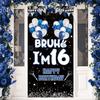 13th Birthday Decorations Door Cover Banner for Teenager Blue White Bruh I'm 13 Backdrop 13 Year Old Bday Background Sign Photo Props for Boys Teen