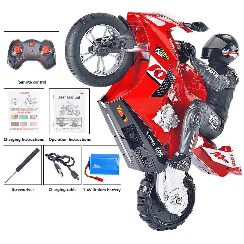 non-toxic RC Motorcycle Self-Balancing 6 Axis of Gyroscope Stunt Racing Motorcycle Plastic RTR High Speed Off-Road Model Kid Toys For children