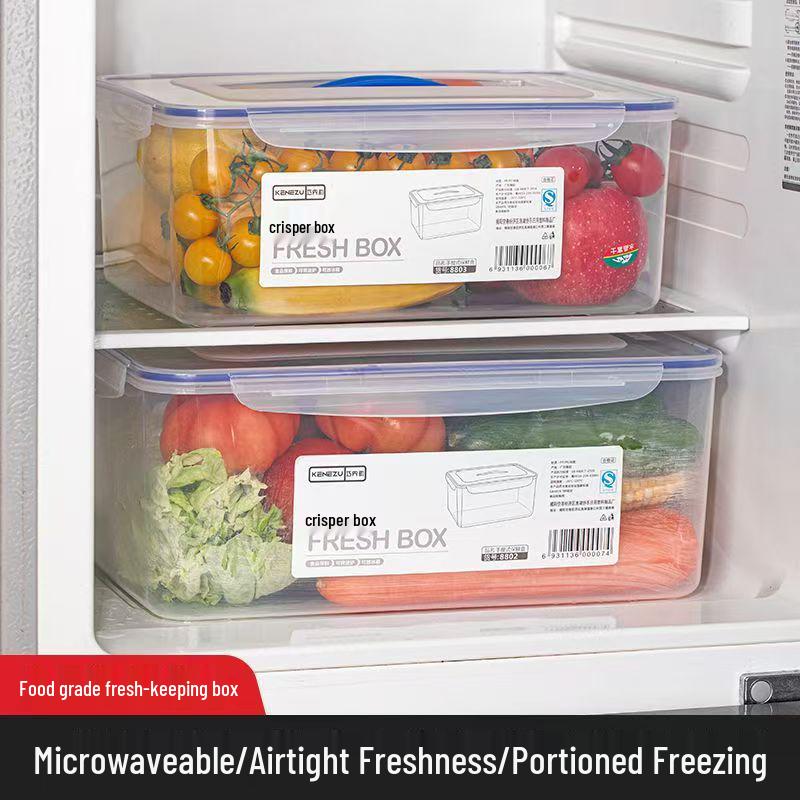 Food Grade Rectangular Plastic Storage Box with Lid - Freezable, Sealable Kitchen & Refrigerator Organizer
