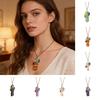 Healing Crystal Necklace Gemstone Prism Pendant Necklace Colorful Natural Stone Crystal Tree Necklace