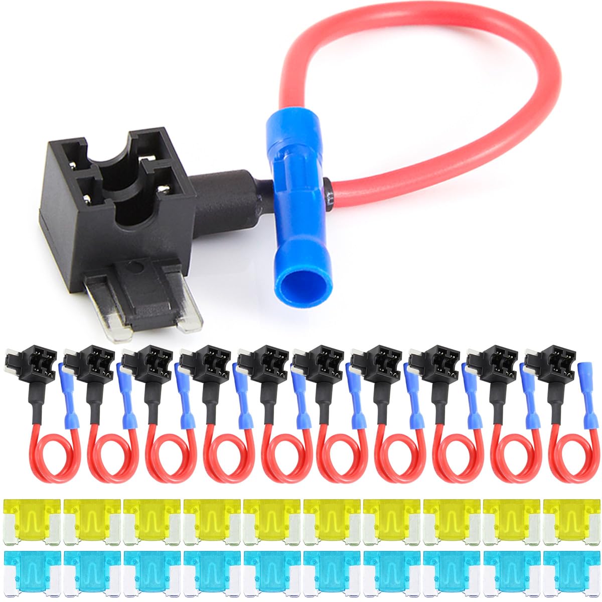 Xiatiaosann 12V-24V Mini Low Profile Car Flat Fuse Holder, Add