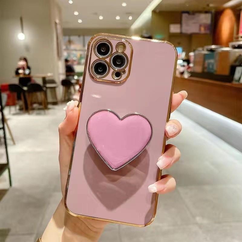 Applicable to Apple 17PLUS mobile phone case love airbag invisible bracket 16Pro bracket 13 fine hole 15 electroplated TPU